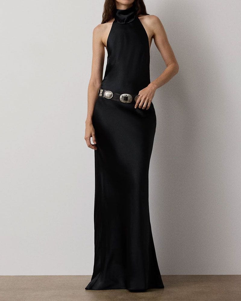 Stretch Satin Evening Dress