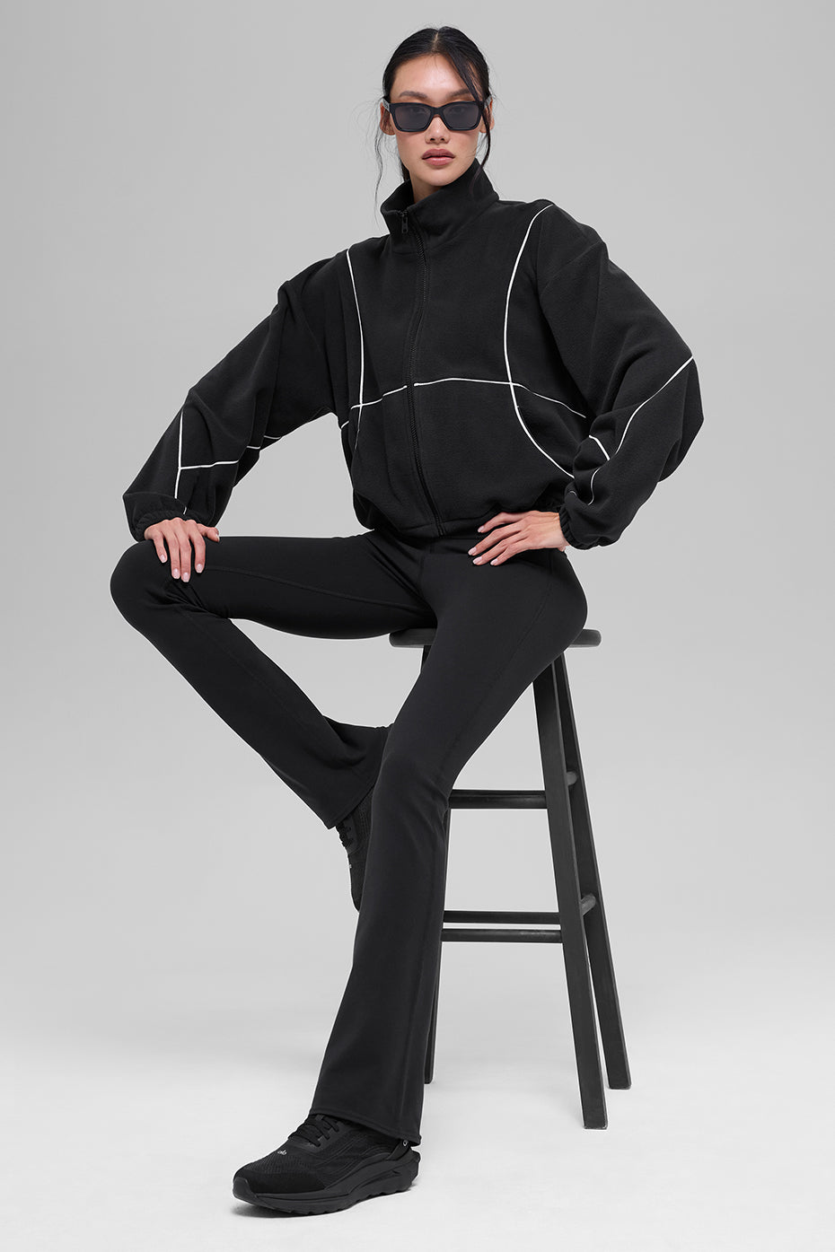 Polar Fleece Game Time Full Zip Jacket - Black/White