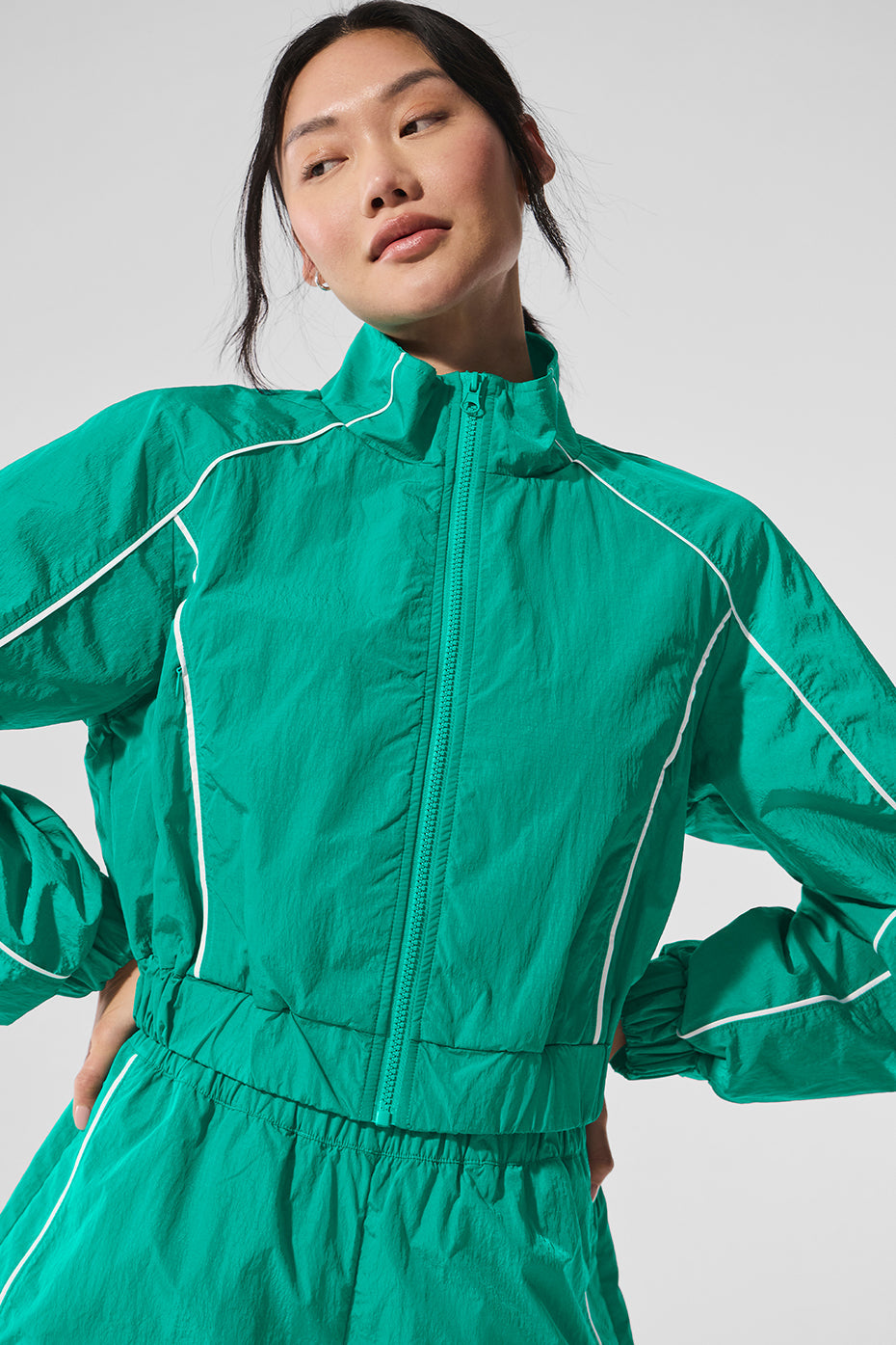 Motivate Full-Zip Track Jacket - Spruce Green/White