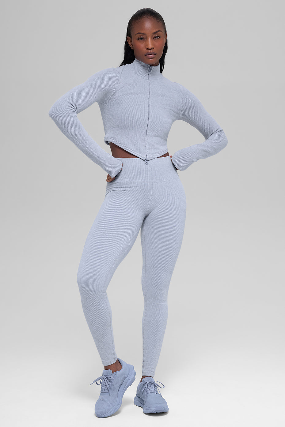 Seamless Two Tone Rib Jacket - Winter Frost Heather