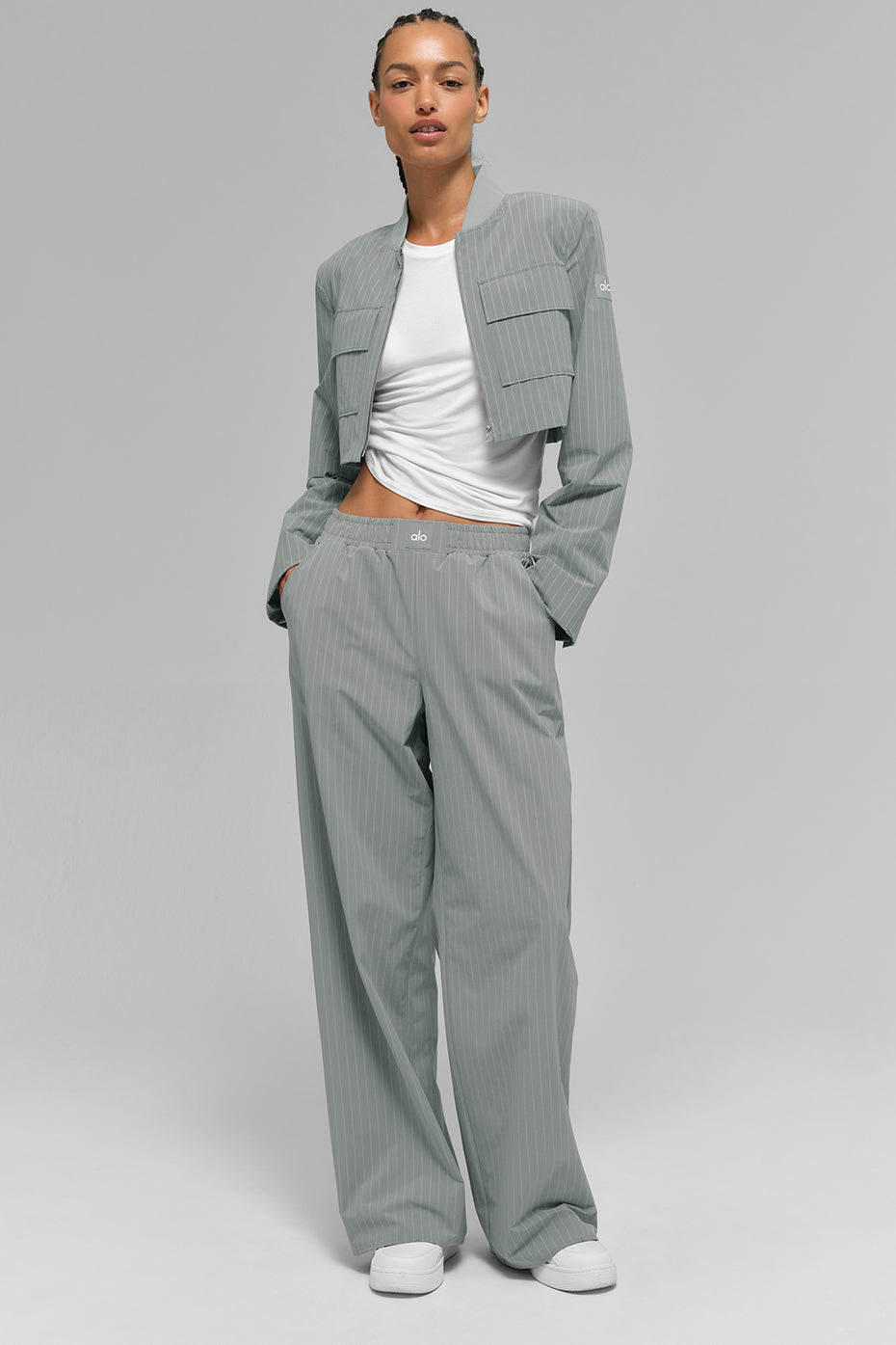 Pinstripe Daylight Boxer Pant (Long) - Lunar Grey/White