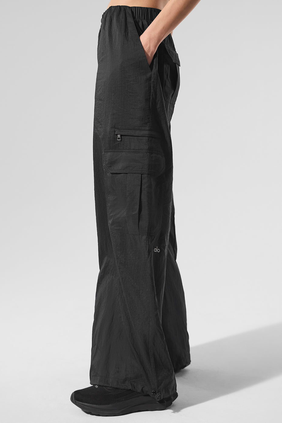 Sheer Game Time Wide Leg Jogger - Black