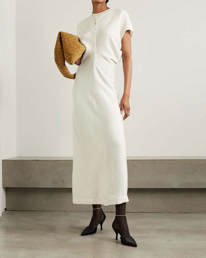 Women's Crinkled Viscose Blend Maxi Dress