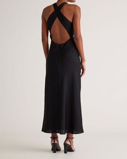 (Pre Sale) Stretch Silk High Neck Midi Dress