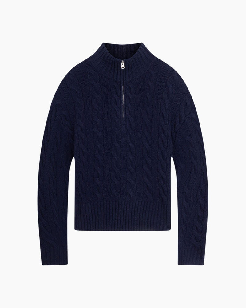 Women's Cable knit Half Zip Sweate