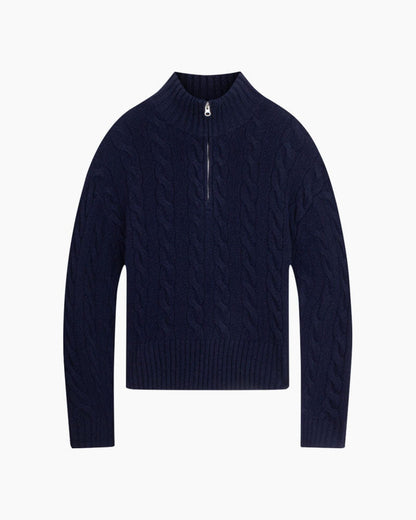 Women's Cable knit Half Zip Sweate