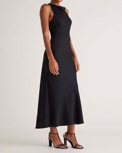 (Pre Sale) Stretch Silk High Neck Midi Dress