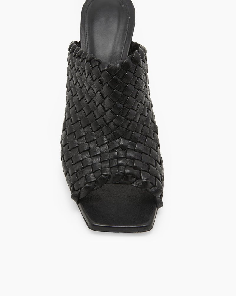 Gold Knot Heel Mules Woven High Heel Pumps