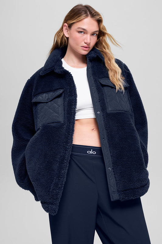 Sherpa Edge Shacket - Navy