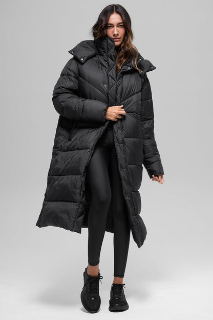Gold Rush Puffer Trench - Black