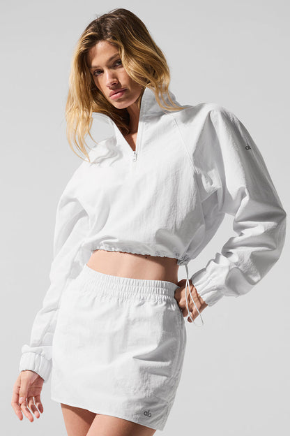 Cropped 1/4 Zip Alumni Pullover - White