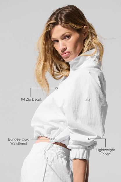 Cropped 1/4 Zip Alumni Pullover - White