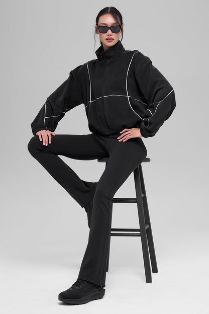 Polar Fleece Game Time Full Zip Jacket - Black/White