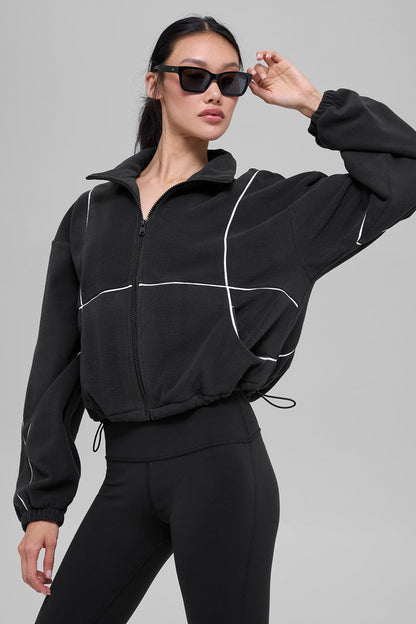 Polar Fleece Game Time Full Zip Jacket - Black/White