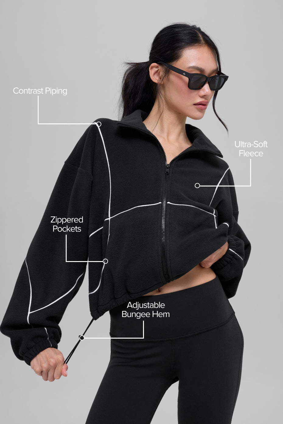 Polar Fleece Game Time Full Zip Jacket - Black/White