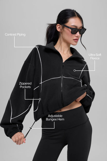 Polar Fleece Game Time Full Zip Jacket - Black/White