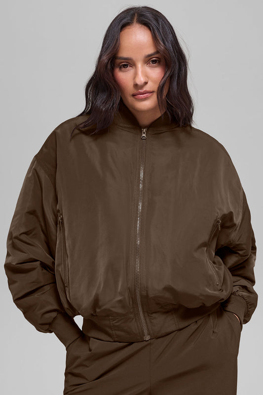 Faux Fur Urbanite Bomber - Espresso/Ivory