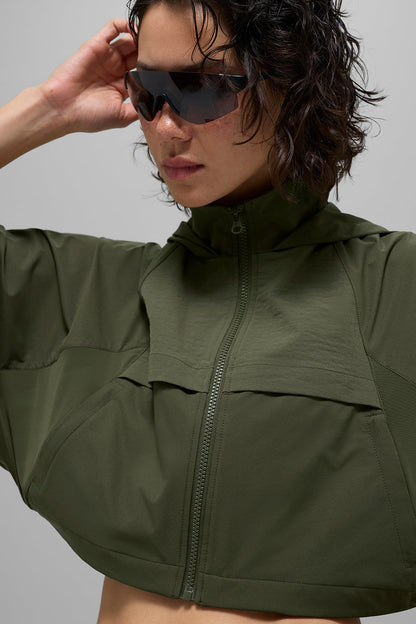 Cropped Playmaker Jacket - Green Olive