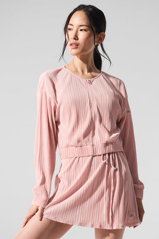 Cropped Micro Plisse Jacket - Pink Quartz