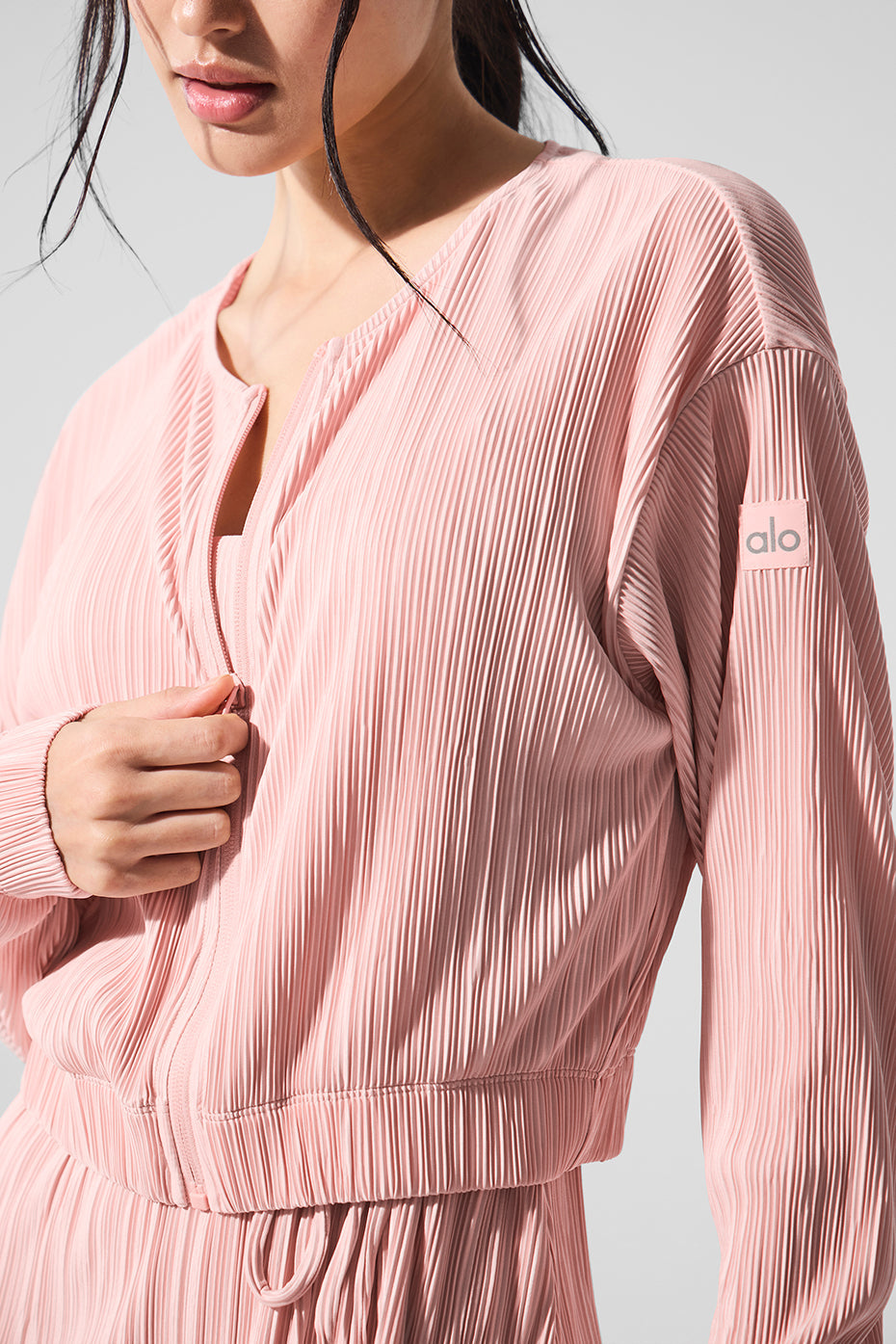 Cropped Micro Plisse Jacket - Pink Quartz