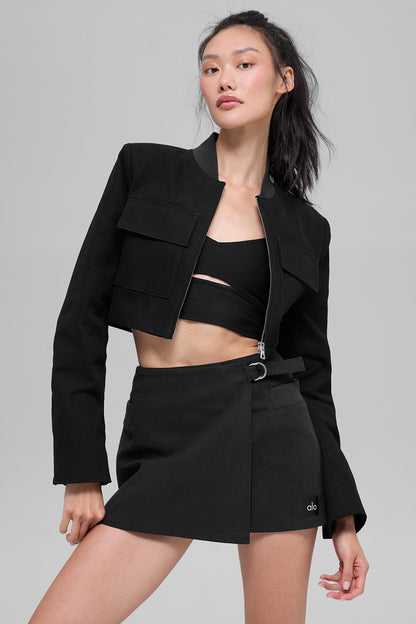 Cropped Main Character Jacket - Black