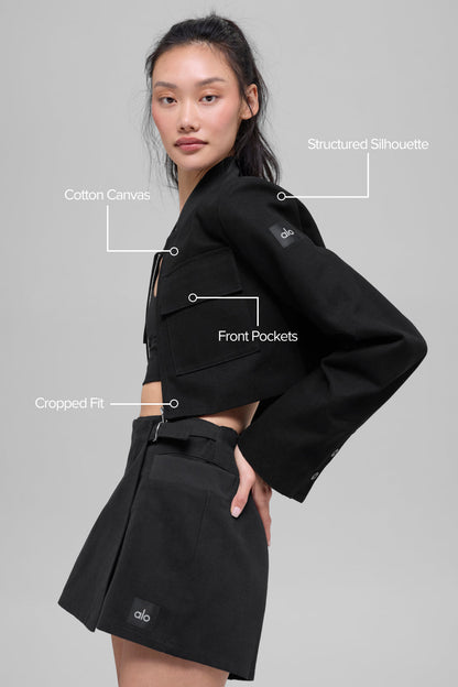 Cropped Main Character Jacket - Black