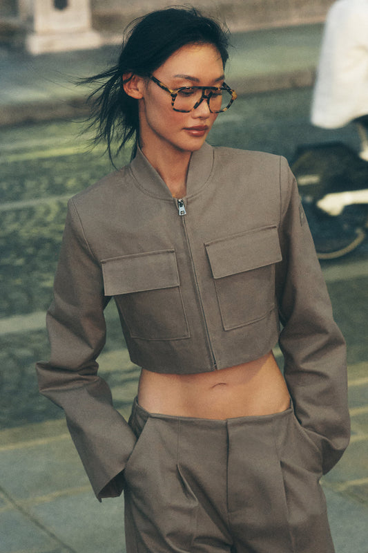 Cropped Main Character Jacket - Light Cocoa