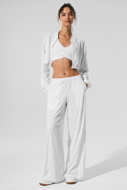 Cropped Breezy Full-Zip Cover Up - White
