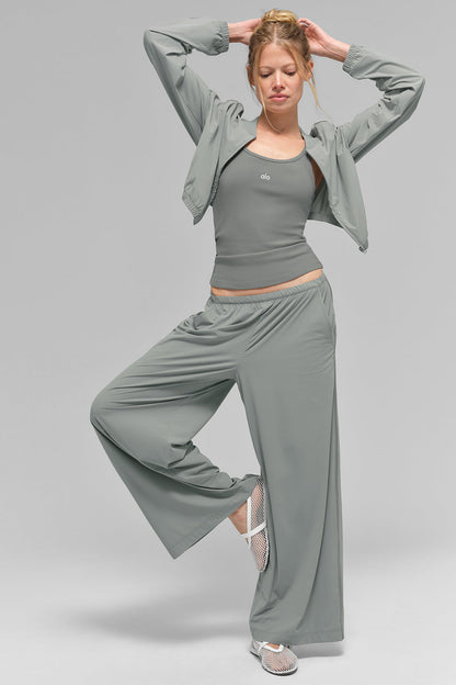 Cropped Breezy Full-Zip Cover Up - Lunar Grey