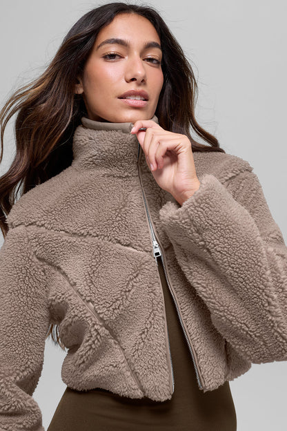 Sherpa Cropped Slope Side Jacket - Chai Latte