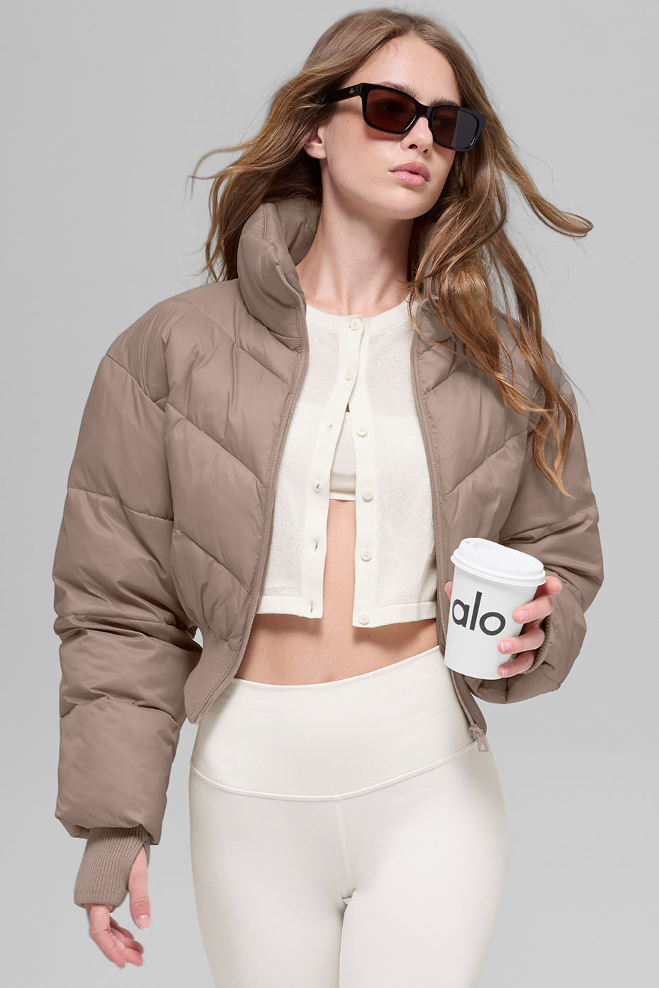 Cropped Atmosphere Puffer - Chai Latte