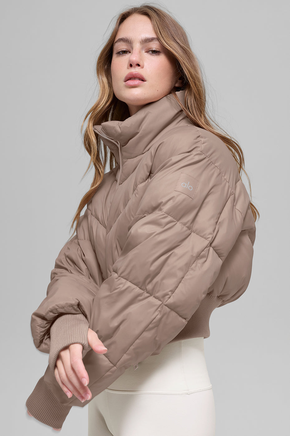 Cropped Atmosphere Puffer - Chai Latte