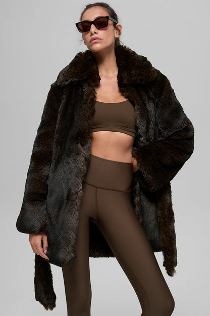 Faux Fur Starstruck Coat - Midnight Brown/Black