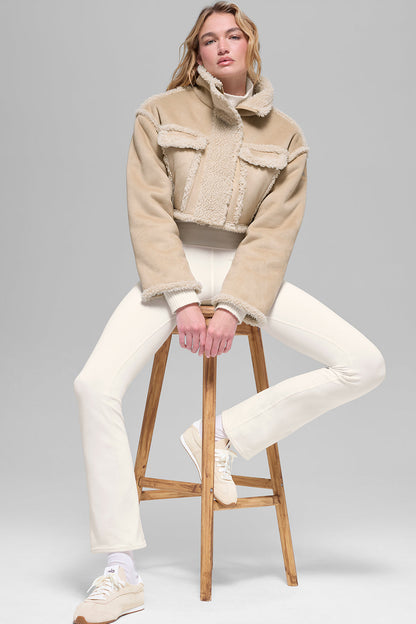 Faux Shearling Snowfall Cropped Jacket - Woodland Tan