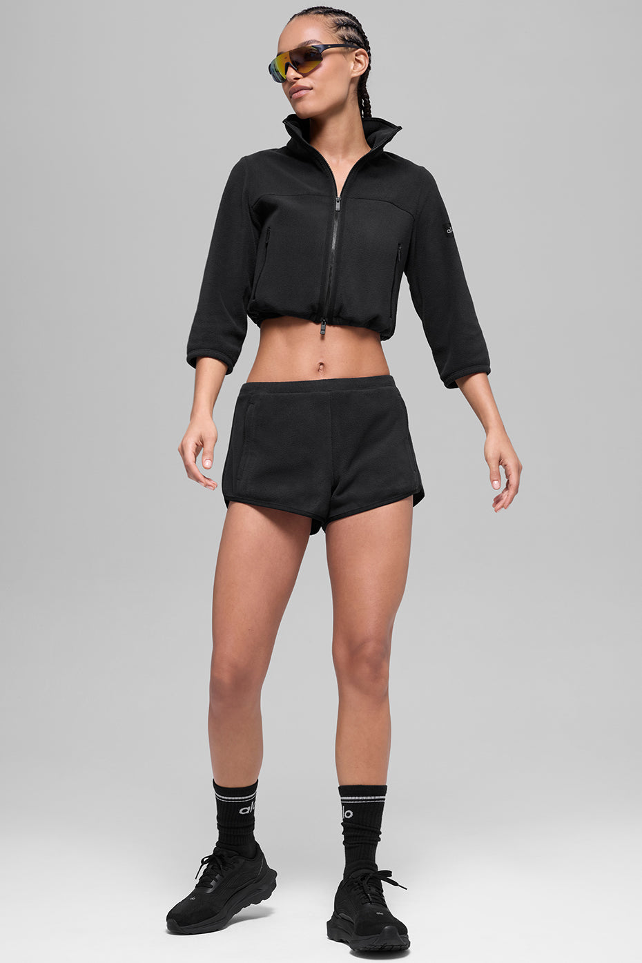 Polar Fleece Retreat Cropped Jacket - Black