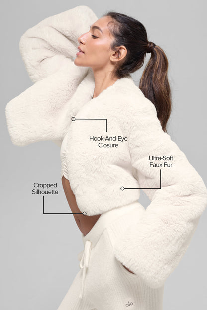 Faux Fur Chic Cropped Jacket - Ivory