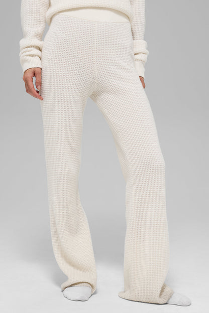 Cashmere High-Waist Plush Waffle Pant - Ivory