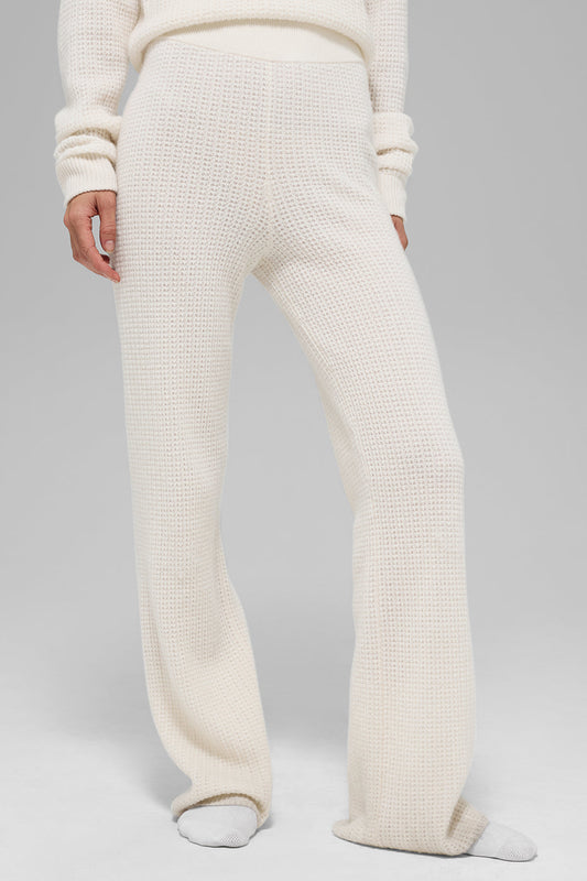 Cashmere High-Waist Plush Waffle Pant - Ivory