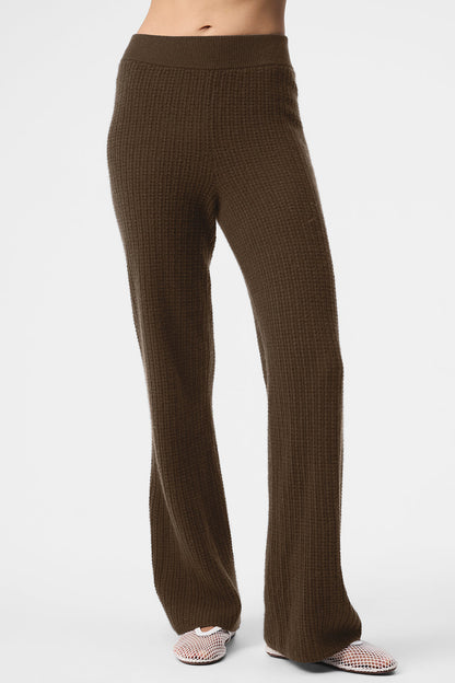 Cashmere High-Waist Plush Waffle Pant - Espresso