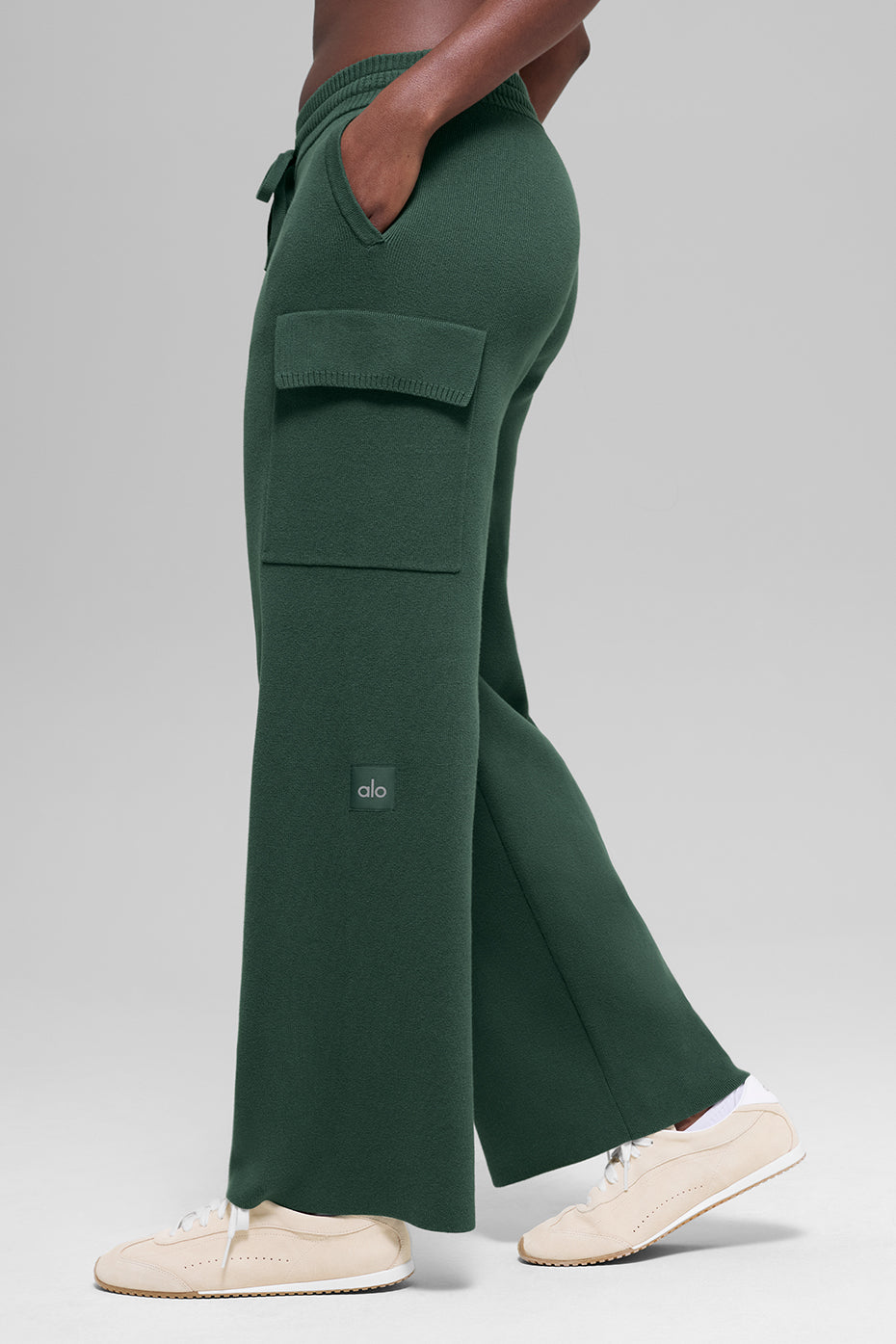 Scholar Knit High-Waist Cargo Pant - Clover Green