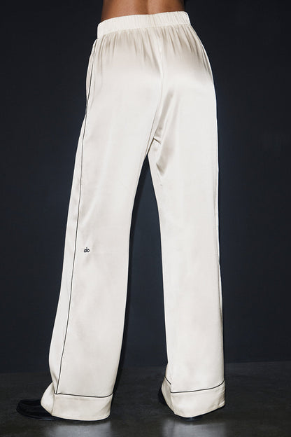 Courchevel Silk Pant - Ivory/Black