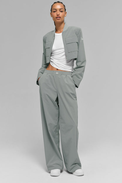 Pinstripe Daylight Boxer Pant (Long) - Lunar Grey/White