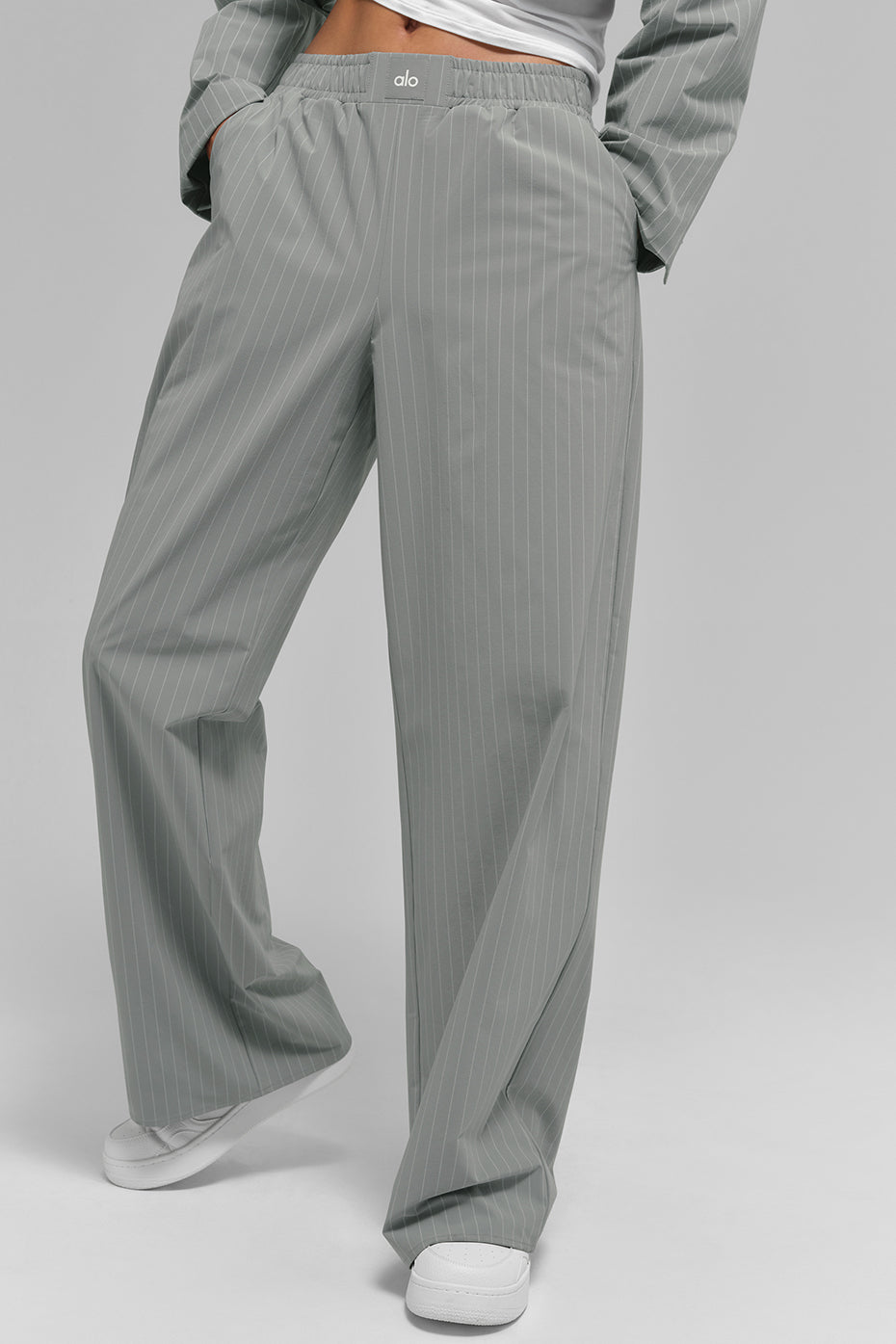 Pinstripe Daylight Boxer Pant (Long) - Lunar Grey/White