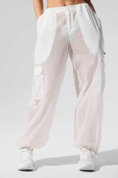Sheer Game Time Wide Leg Jogger - White