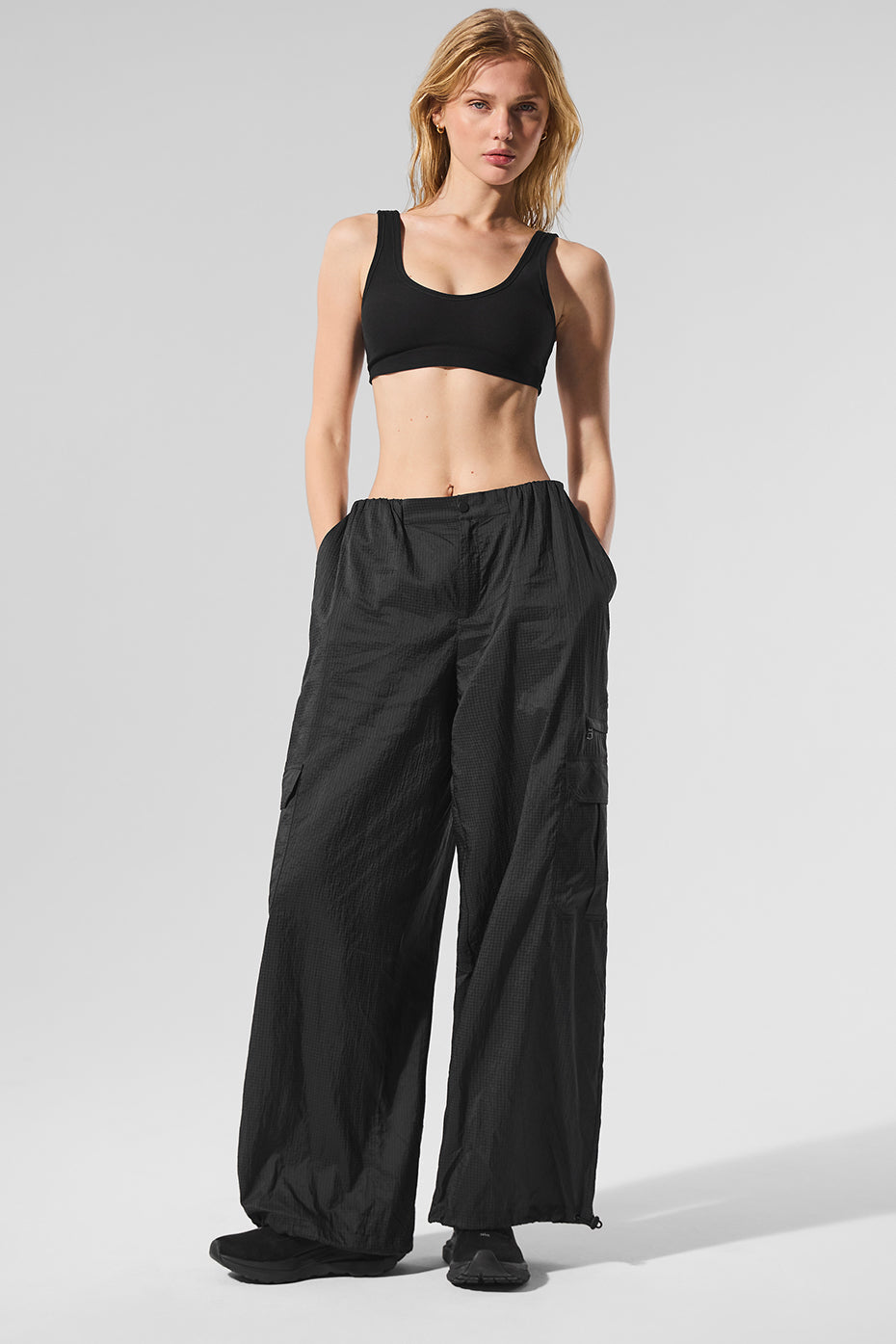 Sheer Game Time Wide Leg Jogger - Black